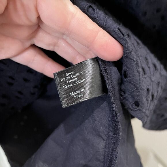 Lane Bryant Eyelet Sleeveless Peplum Top Tank Womens Size 22 Keyhole Navy Blue - Picture 6 of 10